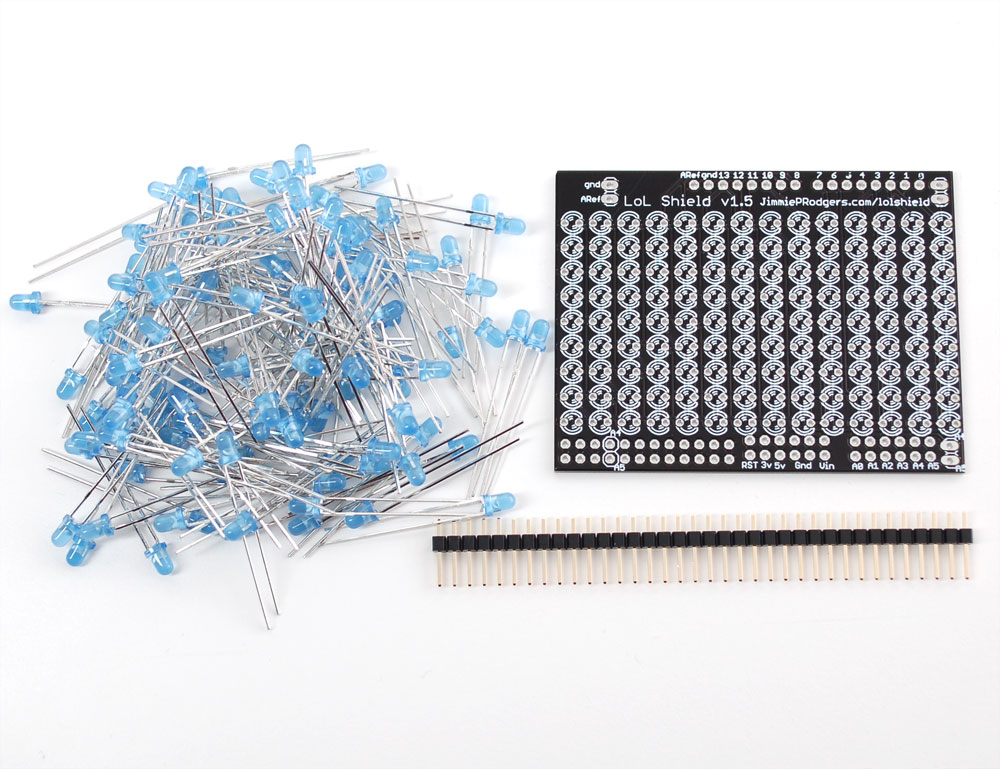 LoL Shield BLUE - A charlieplexed LED matrix kit for the Arduino - Click Image to Close