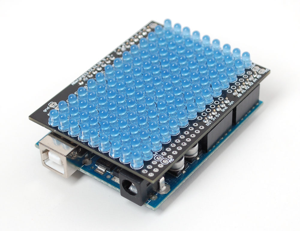 LoL Shield BLUE - A charlieplexed LED matrix kit for the Arduino - Click Image to Close