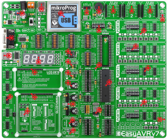 EasyAVR v7 Board Front